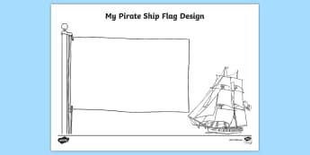 Design Your Own Ship Flag Worksheet -  worksheets, worksheet, flag design worksheets, flags, design worksheets, flag template, pirates, pirate worksheet