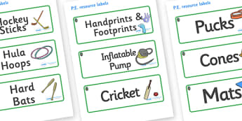 Opal Themed Editable PE Resource Labels - Themed PE label, PE equipment, PE, physical education, PE cupboard, PE, physical development, quoits, cones, bats, balls, Resource Label, Editable Labels, KS1 Labels, Foundation Labels, Foundation Stage Label