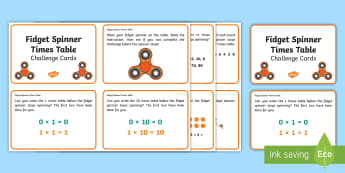 Fidget Spinner Times Tables KS1 Challenge Cards - Mathematics, Maths, Multiplication , Number, Play, Timed