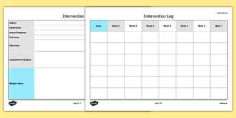 KS3 Intervention Log - ks3, intervention, log, intervention log, keystage 3, sen