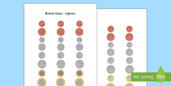 British (UK) Lifesize Coins - Money, coins, currency, pound,
