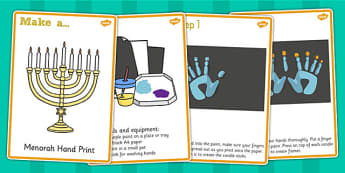 Menorah Hand Prints Craft Instructions - menorah, hand print