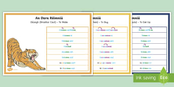 The Present Tense (An Aimsir Láithreach - An Dara Réimniú) Basic Rules - Display Posters - Present, tense, An, Aimsir, Láithreach, Dara, Réimniú, rialacha, basic, rules, Gaeilge