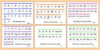 Phase 1 to 5 Sound Mat Pack (Sounds Only) - phase 1, 5, sound mat