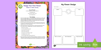 Design a Flower Activity Sheet - Worksheet, parents, holidays, activities, outdoor, learning, garden, summer, family