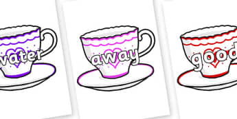 Next 200 Common Words on Cups and Saucers - Next 200 Common Words on  - DfES Letters and Sounds, Letters and Sounds, Letters and sounds words, Common words, 200 common words