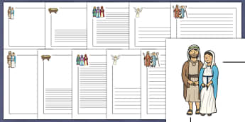 Nativity Page Borders - Nativity, Page border, border, Christmas Story, xmas, word card, flashcards, Mary, Joseph, Jesus, shepherd, wise men, Herod, angel, donkey, stable, Gabriel, First Christmas,Inn, Star, God