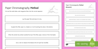 Paper Chromatography Method Sequencing Cards - Sequencing Cards, gcse, chemistry, chromatography, chromatogram, separation, separation method, sepa