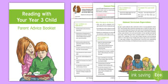 Year 3 Reading with Your Child Parent Advice Booklet  - Y3, LKS2, National Curriculum, expectations, Comprehension, Understanding, Parents, Questioning