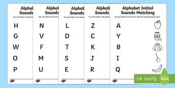Alphabet Initial Sounds Matching Activity Sheets - phase 1, phase one, matching, literacy, phonics, matching 