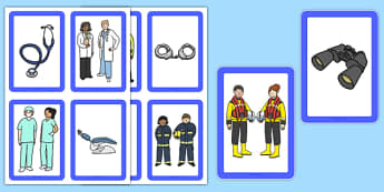 Jobs and Tools Matching Cards - jobs, tools, matching, cards, match