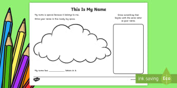 EYFS This is My Name Activity Sheet - back to school, all about me, first week back, activities, names, worksheet
