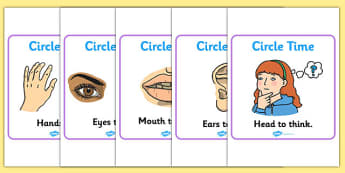 Circle Time Rules Square Display Posters - Circle time, rules, rule, SEN, behaviour management, PSHE, SEAL, carpet time, circle, display banner, display, good sitting