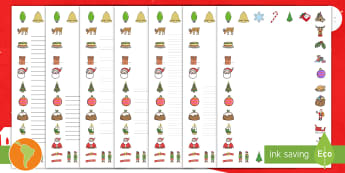Pautas para la escritura: La Navidad  - pautas para escritura, navidad, bordes de navidad, diciembre, escritura, decoración de navidad
