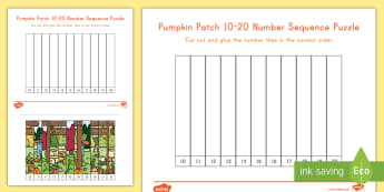 Pumpkin Patch 10-20 Number Sequencing Puzzle - fall, autumn, fall puzzle, autumn puzzle, 
