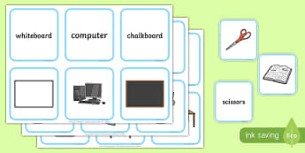 Classroom Objects Vocabulary Matching Cards - classroom, objects, vocabulary, matching, match, cards, activity