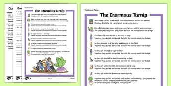 The Enormous Turnip Traditional Tales Differentiated Reading Comprehension Activity