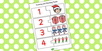 Elf Themed Counting Puzzle - counting, puzzle, elf, activity