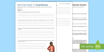 Chapter 15 Comprehension Questions to Support Teaching on 'Stone Cold' by Robert Swindells - Swindells, Comprehension, Shelter, Link, Assess, Worksheet