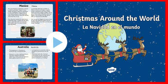 Christmas Around The World PowerPoint US English/Spanish (Latin) - eal, usa, father christmas, information,
