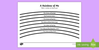 Year 1 A Rainbow of Me Activity Sheet - back to school, rainbow, first week back, KS1, all about me, worksheet