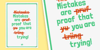 Mistakes are Proof That You Are Trying Poster - poster, display