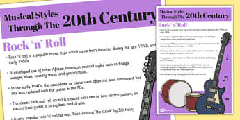Musical Styles Through the 20th Century: Rock and Roll Information Poster