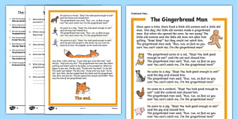 The Gingerbread Man Traditional Tales Differentiated Reading Comprehension Activity