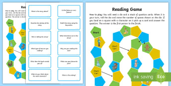 Reading Comprehension Board Game - read, books, board game, games, literacy, reading, comprehension