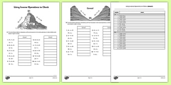 Inverse Operations to Check Answers Worksheet