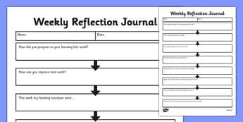 Weekly Reflection Journal - weekly work, reflection, journal, diary, log, assessment, 