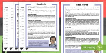 KS2 Rosa Parks Differentiated Reading Comprehension Activity