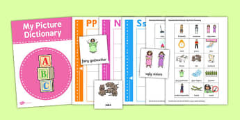 Cinderella Themed Picture Dictionary Word Card Set - cinderella