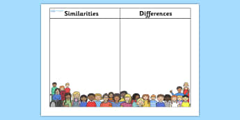 Similarities and Differences Table - similarities, differences, diversity, respect, understanding, acceptance, good behaviour, table, empathy, no bullying, pshe, bullying
