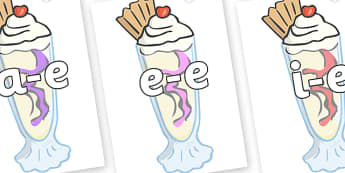Modifying E Letters on Ice Cream Sundaes - Modifying E, letters, modify, Phase 5, Phase five, alternative spellings for phonemes, DfES letters and Sounds