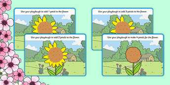 Counting Petals Playdough Mats - Fine motor skills, malleable, spring, plants