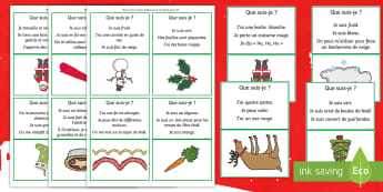 Jeu de devinettes sur le thème de Noël : Que suis-je ? - Saison, hiver, deviner, Père Noël, cycle 1, cycle 2,French
