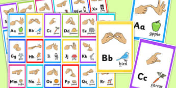 British Sign Language Alphabet Image Flash Cards - flash cards