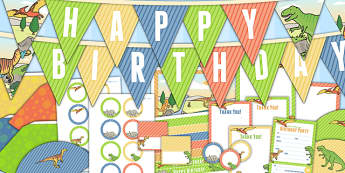 Dinosaur Themed Birthday Party Pack - dinosaurs, birthday, party