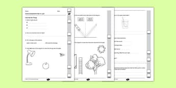 Y6 Light End of Unit Assessment - source, how we see, reflections, periscope, angle, speed, refraction, spectrum, shadows, opaque, transparent, translucent