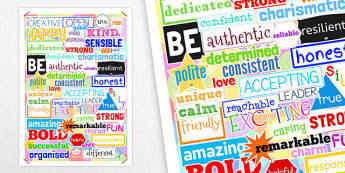 Inspirational Adjective Poster - inspirational, adjective, poster, display