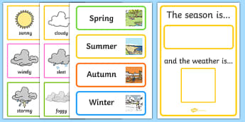 Weather And Season Calendar - season, weather, calendar, spring, summer, autumn, winter, rainy, sunny, cloudy, calendar