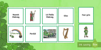 St. Patrick's Day/Lá le Pádraig Matching Cards Gaeilge - la feile padraig, Lá féile Pádraig, La Fheile Phadraig, lá le Phádraig, St. Patrick, St. Patrick's Day, Games, Matching Games.,Irish