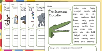 Description Writing Frame to Support Teaching on The Enormous Crocodile - the enormous crocodile writing frame, writing frames, themed writing frames, roald dahl