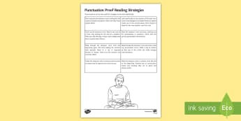 Punctuation Proof Reading Strategies Activity Sheet - Punctuation, Proof Read, edit, KS3, self assess, writing