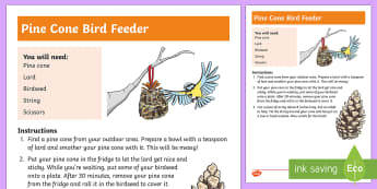Natural Pine Cone Bird Feeder Step-by-Step Instructions - CfE Outdoor Learning, nature, forest, woodland, playground, birds, feeding, birdseed, pine cone, cra