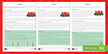 Advent Differentiated Reading Comprehension Activity - Christmas, Nativity, Advent, differentiated, reading comprehension