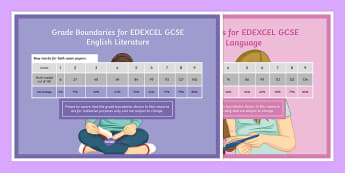 EDEXCEL Grade Boundaries GCSE English Literature and Language A4 Display Poster  - Numbers, Letters, Boundaries, Marks, Percentages, Grade Level.
