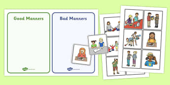 Good Manners Sorting and Discussion Cards - good manners, sorting, discussion, cards