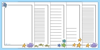 Page Borders to Support Teaching on The Rainbow Fish - The Rainbow Fish, Marcus Pfister, resources, Rainbow Fish, PSHE, PSE, octopus, shimmering scales, starfish, friendship, under the sea, sea, story, story book, story book resources, story sequenci